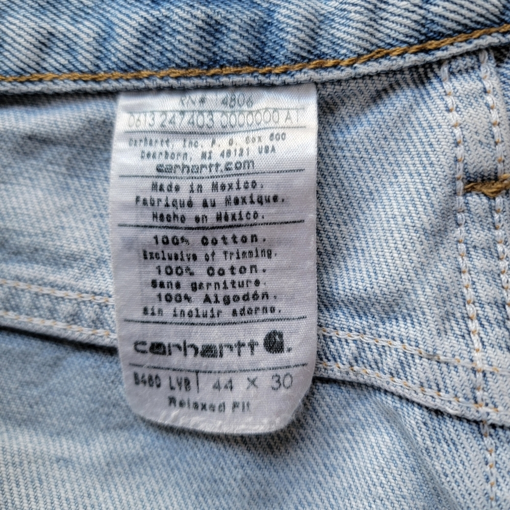 Carhartt Light Wash Vintage 90's Denim Jeans Destructed 44 X 30 - Picture 11 of 16